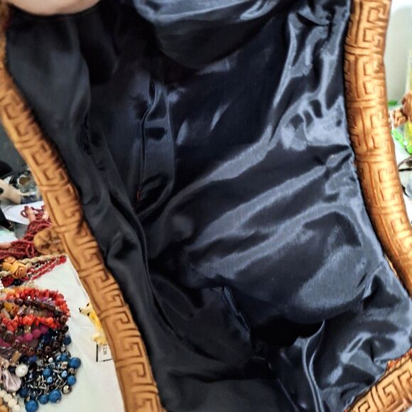 A Red Satin Japanese Style Women's Handbag Oriental Floral Motif Kimono Clutch - Picture 5 of 8